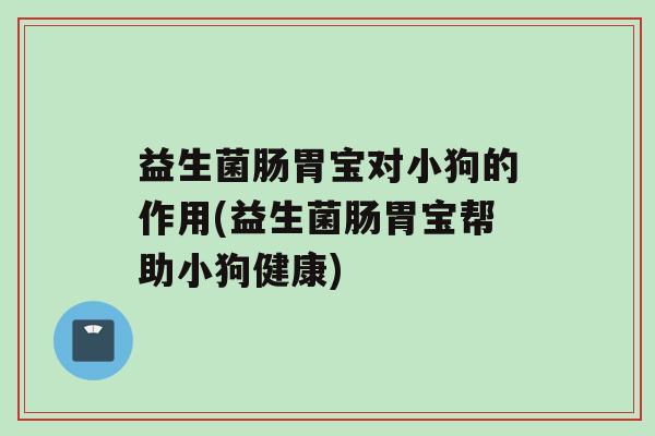 益生菌肠胃宝对小狗的作用(益生菌肠胃宝帮助小狗健康)