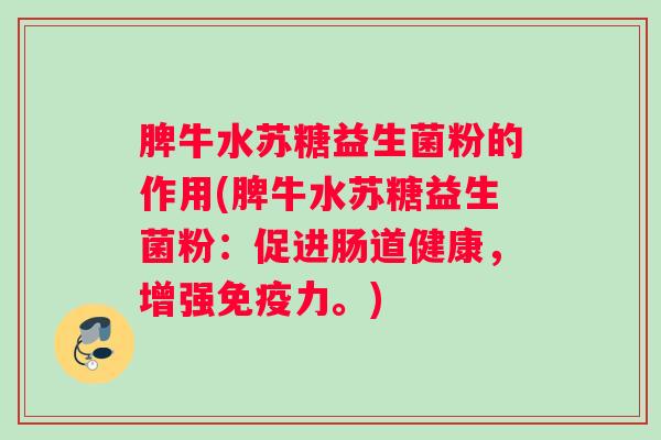 脾牛水苏糖益生菌粉的作用(脾牛水苏糖益生菌粉：促进肠道健康，增强力。)