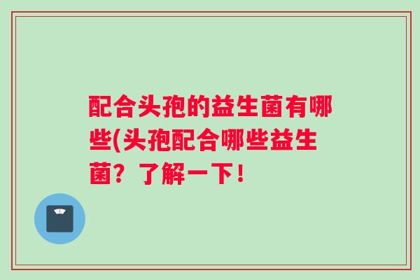 配合头孢的益生菌有哪些(头孢配合哪些益生菌？了解一下！
