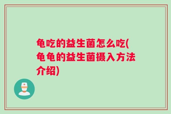 龟吃的益生菌怎么吃(龟龟的益生菌摄入方法介绍)