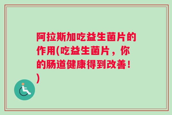 阿拉斯加吃益生菌片的作用(吃益生菌片，你的肠道健康得到改善！)