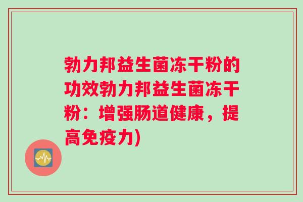 勃力邦益生菌冻干粉的功效勃力邦益生菌冻干粉：增强肠道健康，提高免疫力)