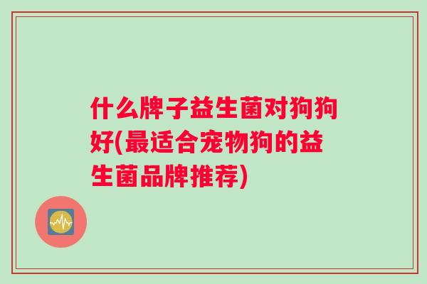 什么牌子益生菌对狗狗好(最适合宠物狗的益生菌品牌推荐)