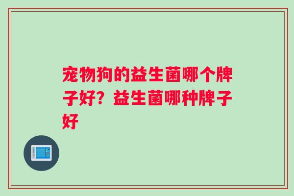 宠物狗的益生菌哪个牌子好？益生菌哪种牌子好