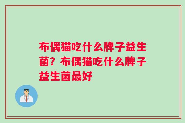 布偶猫吃什么牌子益生菌？布偶猫吃什么牌子益生菌最好