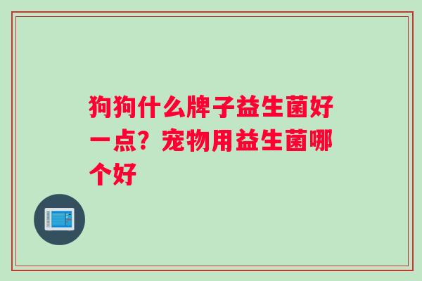 狗狗什么牌子益生菌好一点？宠物用益生菌哪个好
