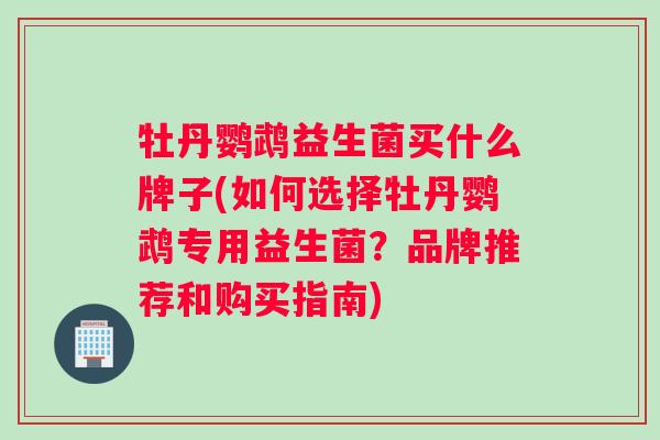 牡丹鹦鹉益生菌买什么牌子(如何选择牡丹鹦鹉专用益生菌？品牌推荐和购买指南)