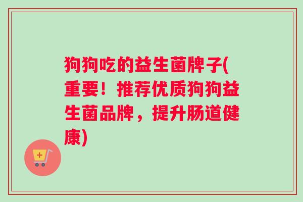 狗狗吃的益生菌牌子(重要！推荐优质狗狗益生菌品牌，提升肠道健康)