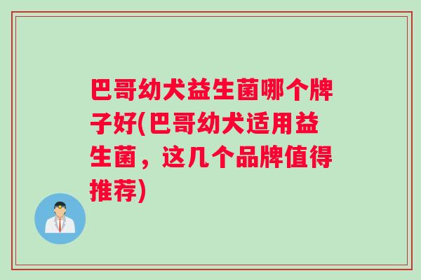 巴哥幼犬益生菌哪个牌子好(巴哥幼犬适用益生菌，这几个品牌值得推荐)