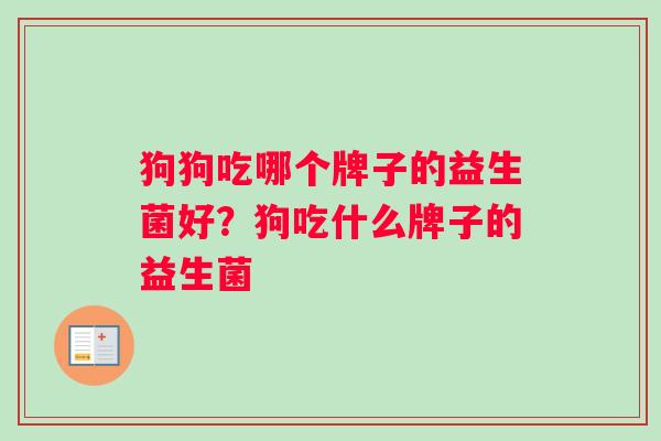 狗狗吃哪个牌子的益生菌好？狗吃什么牌子的益生菌