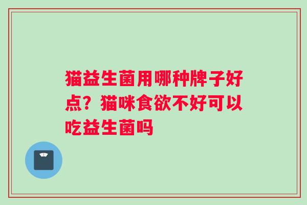 猫益生菌用哪种牌子好点？猫咪不好可以吃益生菌吗