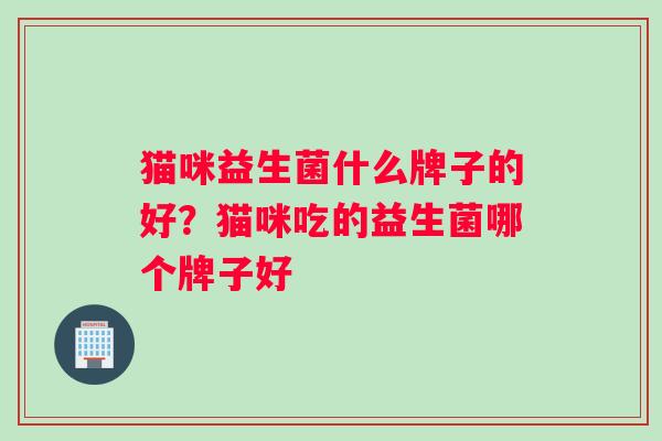 猫咪益生菌什么牌子的好？猫咪吃的益生菌哪个牌子好