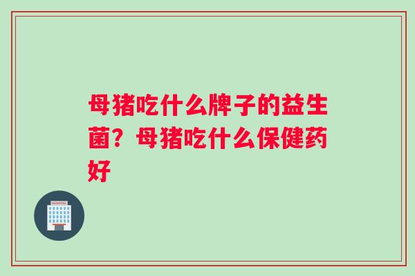 母猪吃什么牌子的益生菌？母猪吃什么保健药好