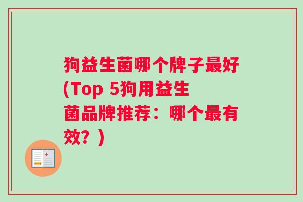 狗益生菌哪个牌子最好(Top 5狗用益生菌品牌推荐：哪个最有效？)