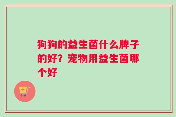 狗狗的益生菌什么牌子的好？宠物用益生菌哪个好