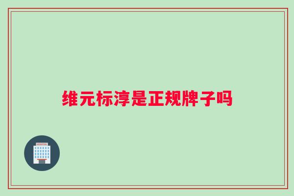 维元标淳是正规牌子吗