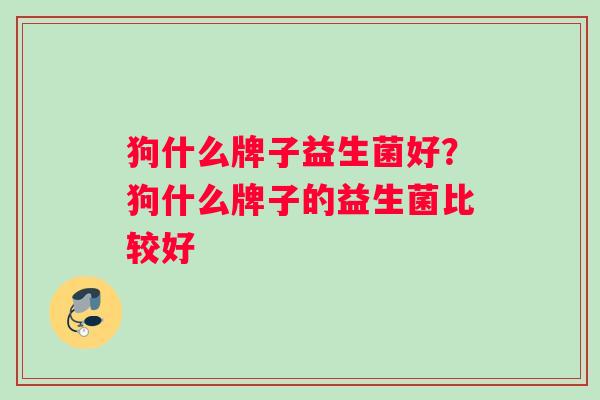 狗什么牌子益生菌好？狗什么牌子的益生菌比较好