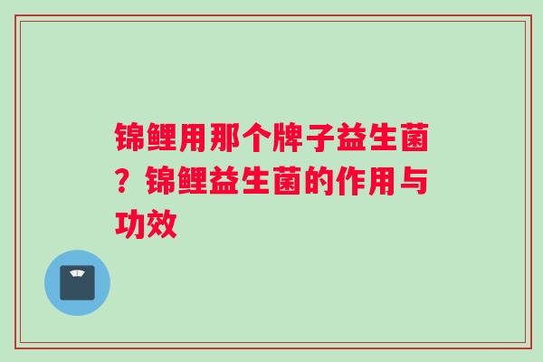 锦鲤用那个牌子益生菌？锦鲤益生菌的作用与功效