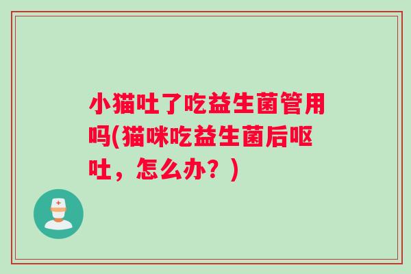小猫吐了吃益生菌管用吗(猫咪吃益生菌后，怎么办？)