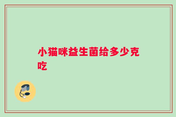 小猫咪益生菌给多少克吃