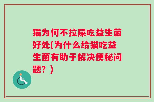 猫为何不拉屎吃益生菌好处(为什么给猫吃益生菌有助于解决便秘问题？)