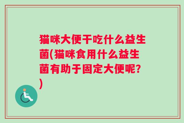 猫咪大便干吃什么益生菌(猫咪食用什么益生菌有助于固定大便呢？)