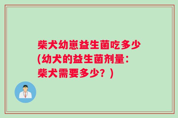 柴犬幼崽益生菌吃多少(幼犬的益生菌剂量:柴犬需要多少?) 柴犬幼崽益生菌吃多少(幼犬的益生菌剂量:柴犬需要多少?)