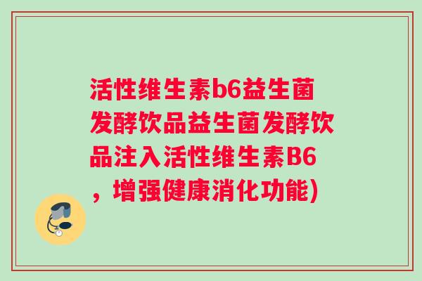 活性维生素b6益生菌发酵饮品益生菌发酵饮品注入活性维生素B6，增强健康消化功能)