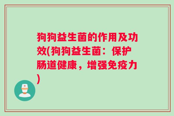 狗狗益生菌的作用及功效(狗狗益生菌：保护肠道健康，增强力)