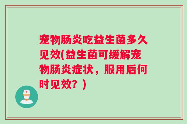 宠物肠炎吃益生菌多久见效(益生菌可缓解宠物肠炎症状，服用后何时见效？)