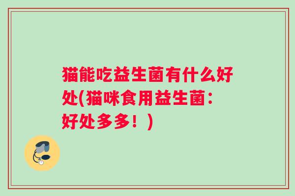 猫能吃益生菌有什么好处(猫咪食用益生菌：好处多多！)