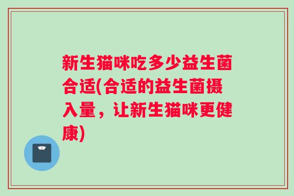 新生猫咪吃多少益生菌合适(合适的益生菌摄入量，让新生猫咪更健康)