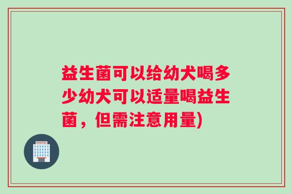益生菌可以给幼犬喝多少幼犬可以适量喝益生菌，但需注意用量)