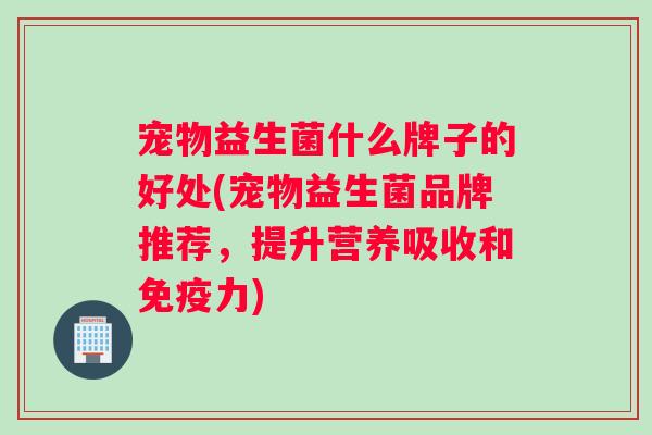 宠物益生菌什么牌子的好处(宠物益生菌品牌推荐，提升营养吸收和免疫力)