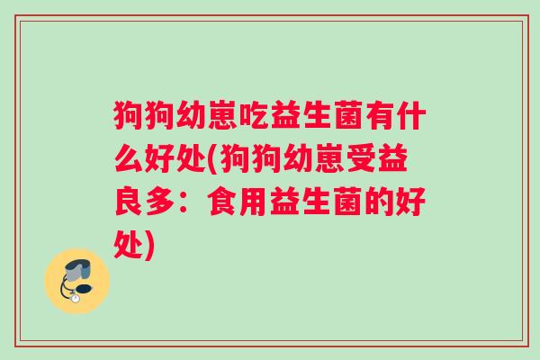 狗狗幼崽吃益生菌有什么好处(狗狗幼崽受益良多：食用益生菌的好处)