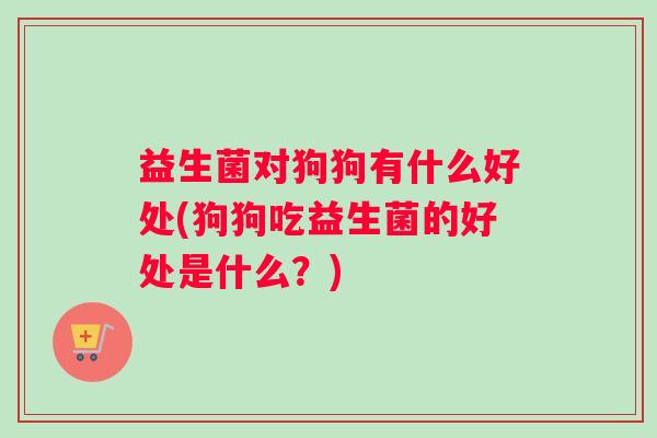 益生菌对狗狗有什么好处(狗狗吃益生菌的好处是什么？)