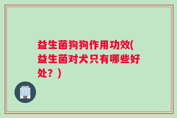 益生菌狗狗作用功效(益生菌对犬只有哪些好处？)