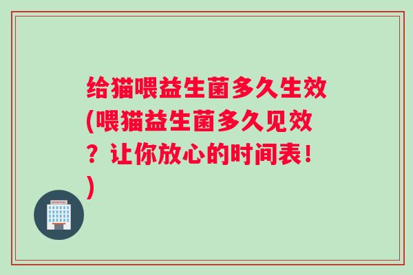 给猫喂益生菌多久生效(喂猫益生菌多久见效？让你放心的时间表！)