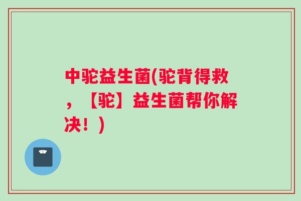中驼益生菌(驼背得救,【驼】益生菌帮你解决!) 中驼益生菌(驼背得救,【驼】益生菌帮你解决!)