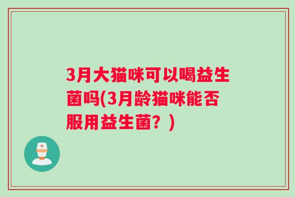 3月大猫咪可以喝益生菌吗(3月龄猫咪能否服用益生菌？)