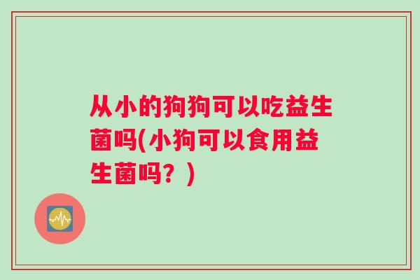从小的狗狗可以吃益生菌吗(小狗可以食用益生菌吗？)
