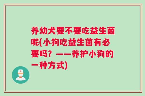 养幼犬要不要吃益生菌呢(小狗吃益生菌有必要吗？——养护小狗的一种方式)