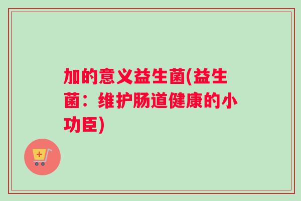 加的意义益生菌(益生菌：维护肠道健康的小功臣)