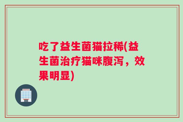 吃了益生菌猫拉稀(益生菌治疗猫咪腹泻，效果明显)