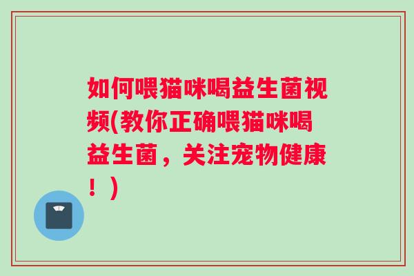 如何喂猫咪喝益生菌视频(教你正确喂猫咪喝益生菌，关注宠物健康！)