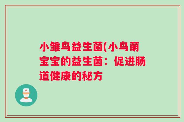 小雏鸟益生菌(小鸟萌宝宝的益生菌：促进肠道健康的秘方
