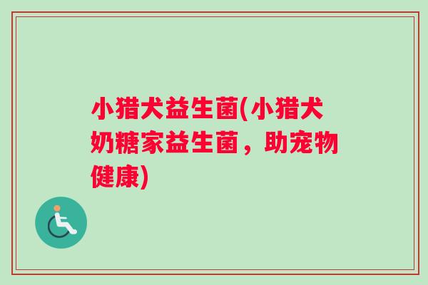 小猎犬益生菌(小猎犬奶糖家益生菌，助宠物健康)
