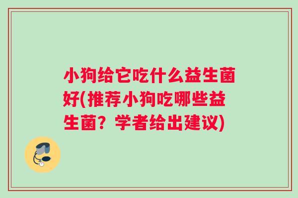 小狗给它吃什么益生菌好(推荐小狗吃哪些益生菌？学者给出建议)