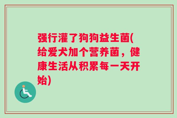 强行灌了狗狗益生菌(给爱犬加个营养菌，健康生活从积累每一天开始)