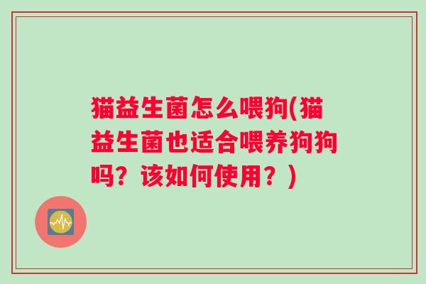 猫益生菌怎么喂狗(猫益生菌也适合喂养狗狗吗？该如何使用？)